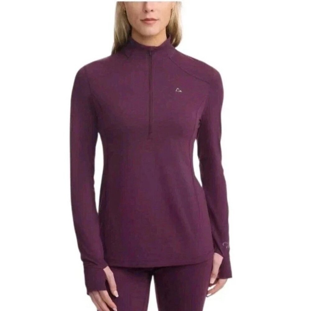 NWOT Paradox Wool Blend Women's M Half-Zip Long Sleeve Performance Shirt Purple